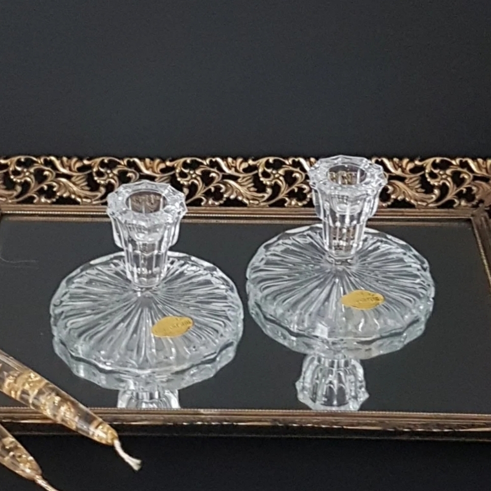 Lead Crystal Candlestick Holders - 3 inch, Vintage, Made in West Germany